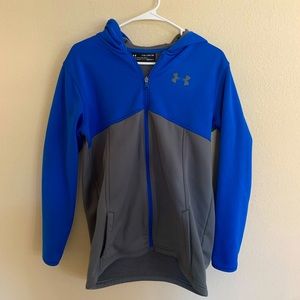Under Armour Coldgear Storm Full Zip Hoodie Jacket Blue and Grey Youth XL
